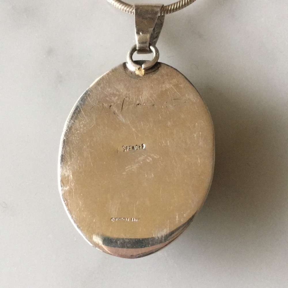 SOLD Vintage Navajo Native American Onyx Pendant - Picture 7 of 9